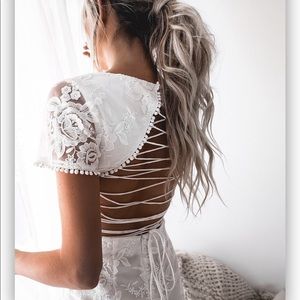 White lace, short dress